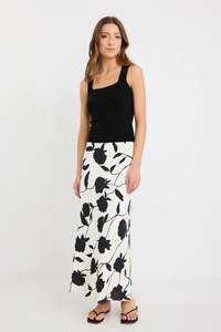 Womens Skirts: STORIES BE TOLD PRODIGY IVORY FLORAL BIAS CUT MIDI SKIRT