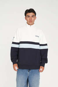 Best Selling: HUFFER PANEL 1/4 ZIP/CHECK - NAVY/BLUE/CHALK