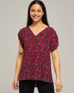 Womens Tops Tees: VISCOSE VEE PETAL TOP