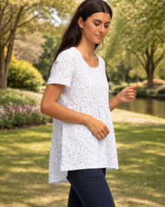 Womens Tops Tees: COTTON FRILL TOP