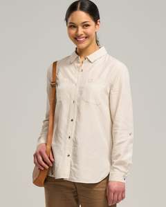 Womens Shirts Blouses: LYOCELL LINEN POCKET SHIRT