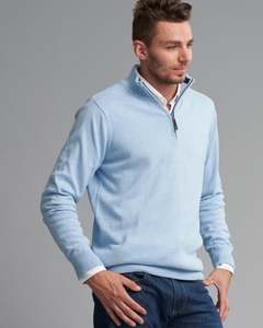 Mens Sale: CASHMERE COTTON QTR ZIP KNIT
