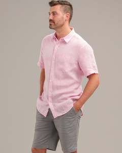 Mens Linen: 100% LINEN CLASSIC2 SS SHIRT