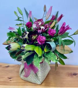 Flax Weaved water filled box - Wildstem Florists