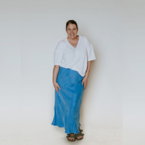Sale: Darci - Women's Cupro Skirt - Cornflower
