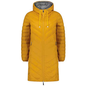 Arnie - Women's Reversible Long Down Jacket - Apricot Crush/Mini Black & Wh&hellip;