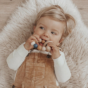 Teething: Round Beechwood and Bead Teether