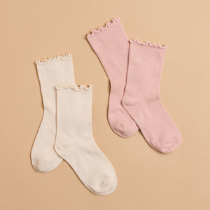 Ruffle Socks 2 Pack || Blush/Stone