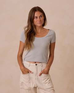 Pointelle Tee || Seafoam