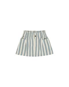Rylee Cru: Denim Mini Skirt || Ocean Stripe
