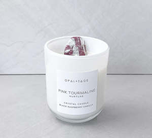 Odeme: Pink Tourmaline Crystal Candle