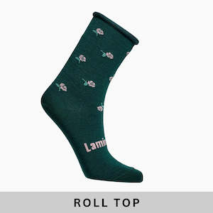 Woman Merino Wool Roll Top Crew Sock || Flora