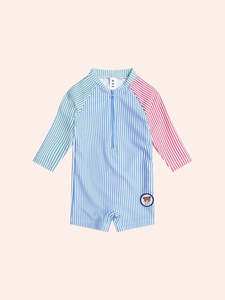 Spliced Stripe Swimsuit Shortie