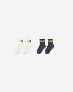 Stripe Socks || Ivory/Navy