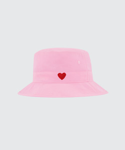 Hats: Nylon Heart Bucket Hat || Shell Pink
