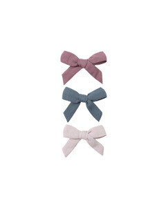 Quincy Mae: Bow w Clip Set of 3 || Mulberry/Ocean/Lilac