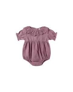 Quincy Mae: Collared Romper || Mulberry
