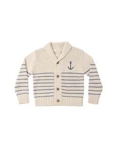 Rylee Cru: Shawl Cardigan || Natural/Marine Stripe