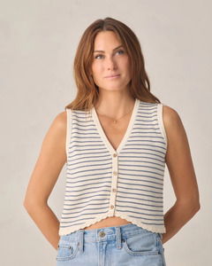 Womens Knit Vest || Marine Stripe