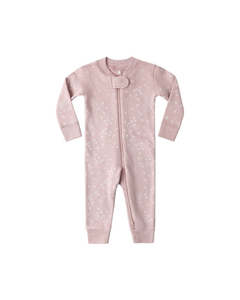 Quincy Mae: Zip Long Sleeve Sleeper || Mauve Ditsy