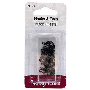 Trendy Trims Hooks & Eyes Black 8mm.