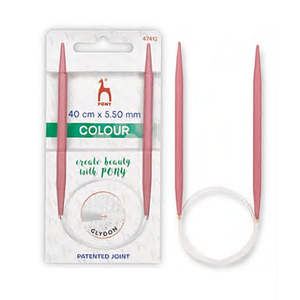 Pony Anodised Colour 40cm Fixed Circular Knitting Needles.