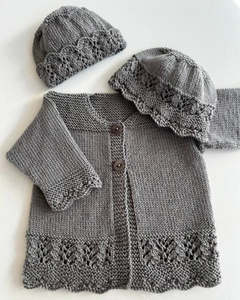 The Kiwi Stitch and Knit Co Amelie Cardigan and Hats.