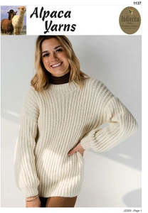 Downloadable Patterns: Women’s Rib Sweater – Alpaca Yarns Pattern 1137 (Brushed 14-ply)