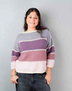 Alpaca: 3308 Halo Striped Eyelet Sweater