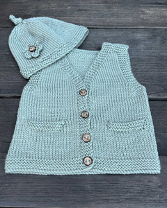 Ava and Archie Vest and Hat in Crucci Merino 8 ply
