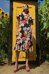 Curate: Curate : Modern Romantic Dress. Black Floral.