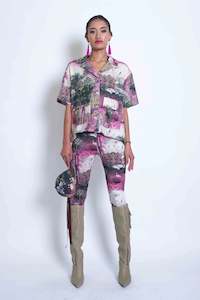 Sheryl May: Sheryl May: Magenta Swan Casual Shirt .