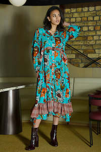 Cooper: Make You Bloom Dress. Blue Floral.