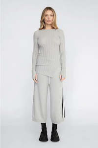 Taylor: Taylor: Contrast Crop Contentment Pant. Pumice/Black/Ivory.