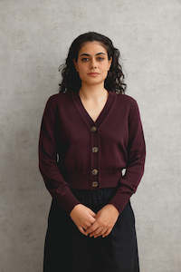 Standard Issue: Merino V Neck Cardigan. Fig