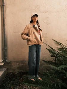 Scotch & Soda: Cotton Blend Cropped Trench Coat. Desert Sand.