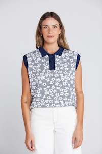 Thing Thing: Thing Thing: Fairway Flowers Polo. Navy.