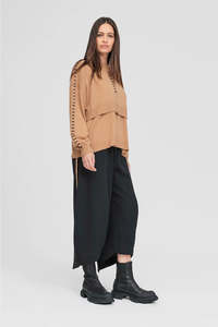 Taylor: Recline by Taylor: Stitched Article Sweater - Toffee/Black