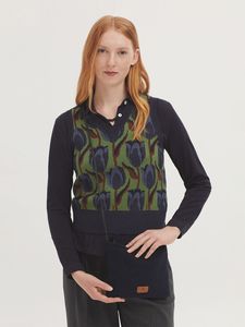 Nice Things: Jacquard gilet with tulip motif. V neck and ribbed finish