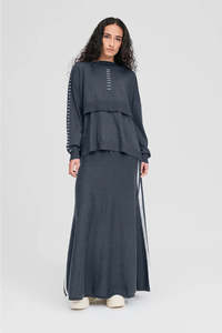 Recline By Taylor: Recline by Taylor: Stitched Article Sweater - Storm/Ivory