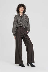 Taylor: Taylor: Compartment Shirt - Black/Beige Stripe