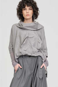 TAYLOR: Squared Assembly Top. Pewter