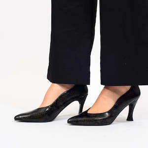 Shoes Heel: Honoria Black Snake Print