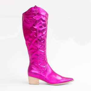 Long Boots: Giddy Up Gal Cerise Metallic