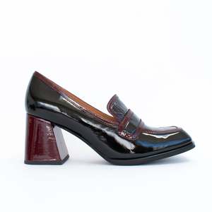 Shoes Heel: Bergen Black Bordo Patent