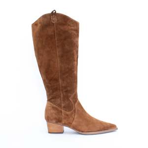 Long Boots: Giddy Up Gal Dark Tan Suede