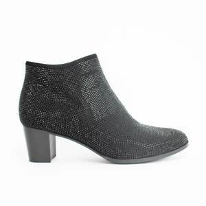 Ankle Boots Heel: Deep Black Suede Crystal