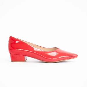 Shoes Flat: Eden Red Suede Patent