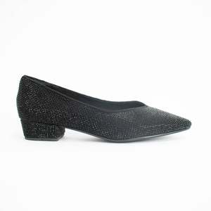 Shoes Flat: Eddie Black Suede Crystal