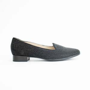 Shoes Flat: Dimple Black Suede Crystal